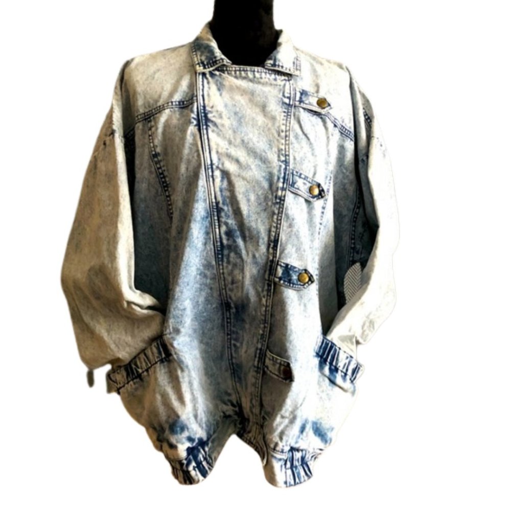 Vintage Acid Washed Boxy Oversized Denim Jacket L